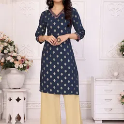 Rangita Ethnic Motifs Printed Thread Work Straight Kurta-image-20