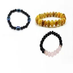 Divine souvenirs Unisex Set Of 3 Artificial Beaded Elasticated Bracelets-66