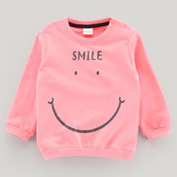 Babyhug Full Sleeves Sweatshirt Smiley Print - Light Pink-picture-26