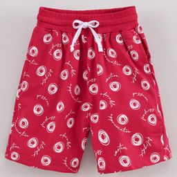 Doreme Knee Length Cotton Shorts Printed - Chilli Red-image-5