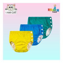 Chinmay Kids Reusable Swimwear Diaper Pants Set Of 3 - Blue Green & Yellow-image-55