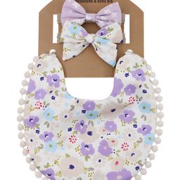 Bembika Baby Feeding Essential Baby Feeding Bib And Bow Floral- Purple-image-50