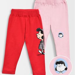 Mi Arcus Peanuts Featuring Pack Of 2 80% Cotton 20% Polyester Lucy Pelt Printed Pajamas - Red & Pink-image-4