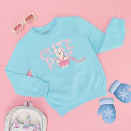 Pantaloons Junior Full Sleeves Cute Text Printed Sweatshirt - Blue-picture-2