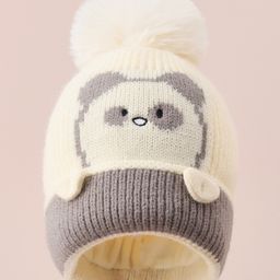 Babyhug Woollen Cap with Dino Design - Beige-19