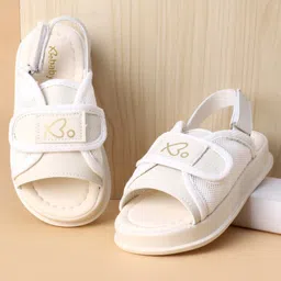 Babyoye Solid Colour Velcro Closure Sandals - White-picture-8