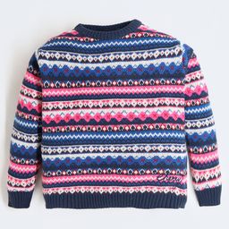 Cherry Crumble By Nitt Hyman Full Sleeves Abstract Design Sweater - Multi colour-image-65