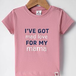 Ollypop Sinker Knit Half Sleeves T-Shirt with Ive Got Mad Love for My Mama Text Print - Rose Gold-image-66