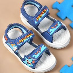 KATS Dolphin Text Designed Velcro Closure Sandals - Sky Blue-image-73