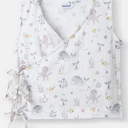 nautinati Nauti Nati Cotton Sleeveless Sea Life Printed Jhabla - White-picture-15