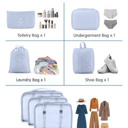 fab n funky Packing Cubes 7 Pieces Travel Luggage Packing Organizers Set with Toiletry Bag - Grey image 2
