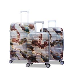 REDHORNS Holographic Unisex Set Of 3 Textured Hard-Sided Trolley Suitcase-14