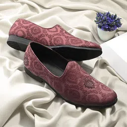 House of Pataudi Men Embroidered Round Toe Casual Slip On Mojaris-picture-41