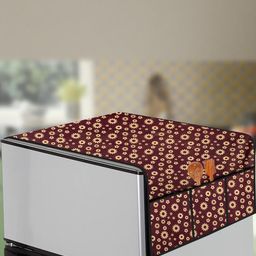 The Furnishing Tree Coffee Brown Printed Side Storage Fridge Cover-image-89
