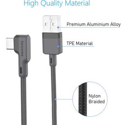 Portronics Konnect L POR 1403 Fast Charging 3A USB to Type C Cable with Charge & Sync Function - Grey image 4