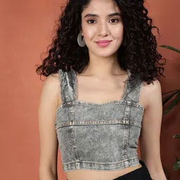 BAESD Print Cotton Denim Top-image-41