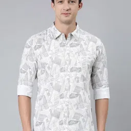 Provogue Men Opaque Printed Casual Shirt-image-3