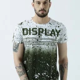 Wear Your Mind Men Green Printed Round Neck T-shirt-image-55