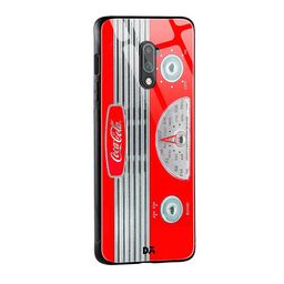 DailyObjects Red & Grey Coke Radio OnePlus 7 Glass Case image 2