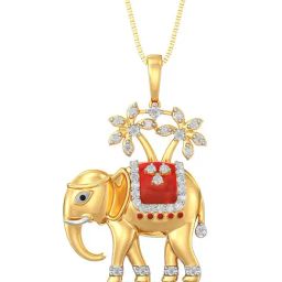 Joyalukkas 18k Yellow Gold & Diamond Unisex Elephant Chain Pendant-image-65