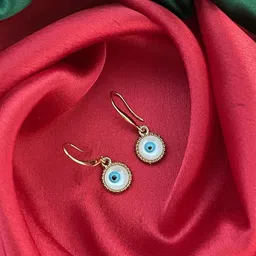 Digital Dress Room Evil Eye Gold-Plated Circular Shaped Drop Earrings-19