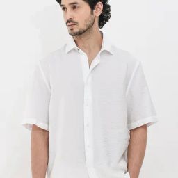 Rare Rabbit White Boxy Fit Textured Shirt-image-76