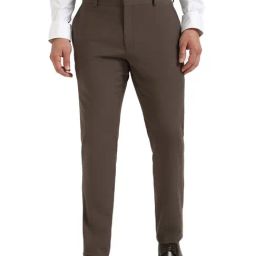 TOMMY HILFIGER Brown Polyester Regular Fit Solid Trousers-image-75