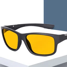 LEGEND EYEWEAR Unisex Yellow Lens & Black Square Sunglasse with UV Protected Lens-image-95