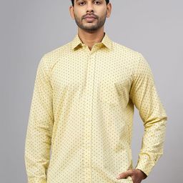 Greenfibre Men Spread Collar Micro Ditsy Printed Cotton Casual Shirt-image-75