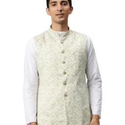 Manyavar Cream Floral Print Ethnic Jacket-picture-11