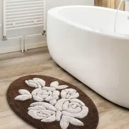 Saral Home Brown Microfiber Floral Bath Mat 50X80 cm-image-78