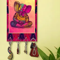 999Store Multicolour MDF Decorative Wall Mount Key Holder - Set of 1-15