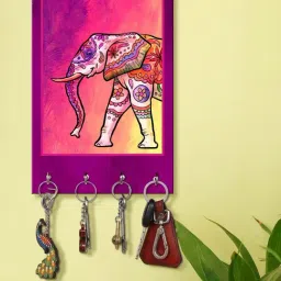 999Store Pink & Beige MDF Decorative Wall Mount Key Holder - Set of 1-image-66
