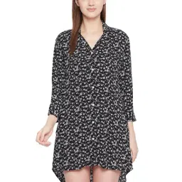 Hypernation Black Printed Night Shirts-74