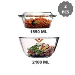 Femora Borosilicate Glass Microwave Safe Serveware Set (2100 ml & 1550 ml) - Set of 2-11