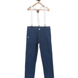 Tales & Stories Kids Blue Solid Jeans with Suspender-image-65