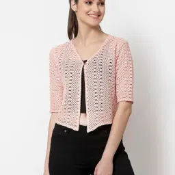 Style Quotient Women Self design Nude cotton lace regular smart casual shrug-53