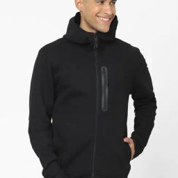 Celio* Black Regular Fit Hooded Jackets-image-50