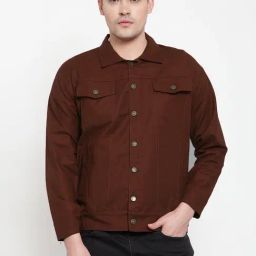 VOXATI Brown Full Sleeves Shirt Collar Denim Jacket-image-40