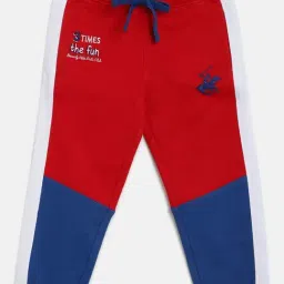 Beverly Hills Polo Club Kids Red & Blue Cotton Color Block Joggers-picture-22
