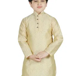 SG Yuvraj Kids Beige Self Design Kurta-image-1
