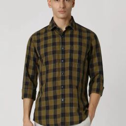Van Heusen Multicolored Linen Slim Fit Checks Shirt-image-34