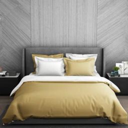Spaces Hygro Solid Gold & White 350 TC Cotton Double Bed Quilt-image-99