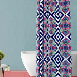 ArtzFolio Blue & White Floral Printed Waterproof Shower Curtain-image-98