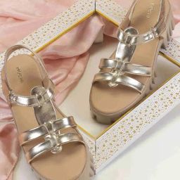 Mochi Women's Gold Ankle Strap Sandals-image-44