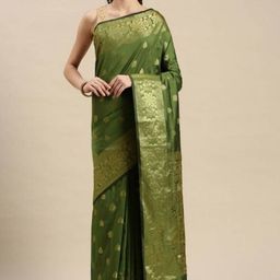 SHOP DROP Woven Design Zari Pure Silk Banarasi Saree-image-1