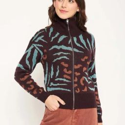 MADAME Brown Printed Cardigan-image-53