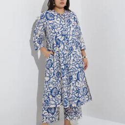 Diza by Westside Blue Marine-Inspired A-Line Kurta-image-34