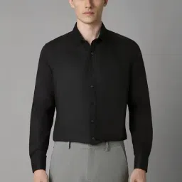 Louis Philippe Black Cotton Slim Fit Striped Shirt-picture-25