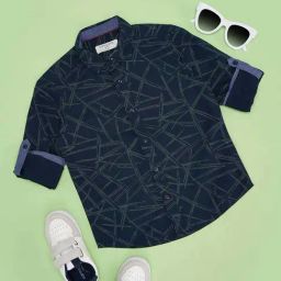 Pantaloons Junior Boys Estate Blue Cotton Printed Full Sleeves Shirts-image-64